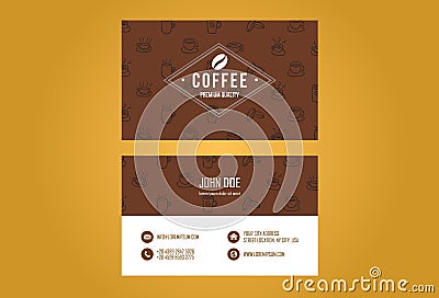 Coffee House Business Card Design Vector Illustration