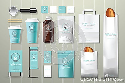 Coffee house corporate identity template design set Vector Illustration