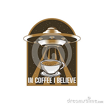 In Coffee I Believe, Coffee Typography Quote Stock Photo