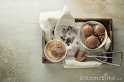 Coffee ice cream with chocolate Stock Photo