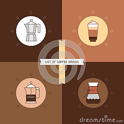 Coffee icon emblem, linear cafe badge Vector Illustration