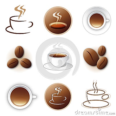 Coffee icon and logo design collection Vector Illustration