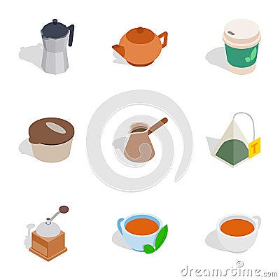 Coffee icons, isometric 3d style Vector Illustration