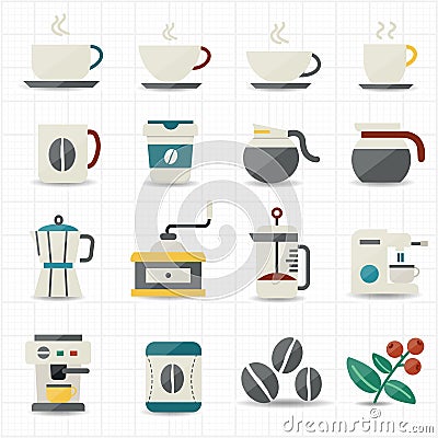 Coffee icons and white background Vector Illustration