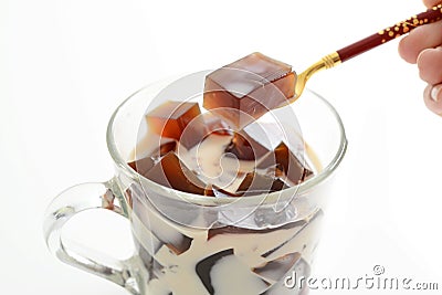 Coffee jelly with Milk Stock Photo