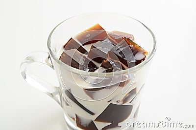 Coffee jelly with Milk Stock Photo