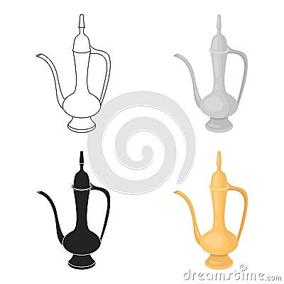 Coffee jug icon in cartoon style on white background. Turkey symbol stock vector illustration. Vector Illustration