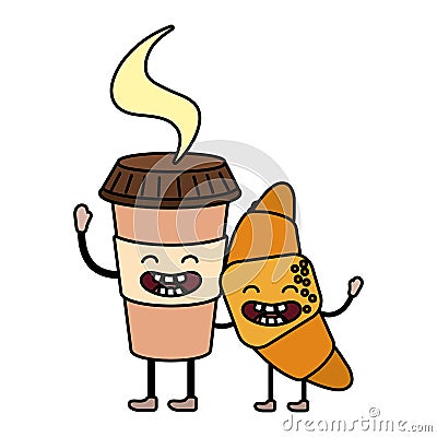 Coffee kawaii mug cartoon Vector Illustration