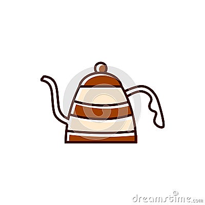 Coffee kettler flat icon. Color filled symbol. Isolated vector illustration Vector Illustration