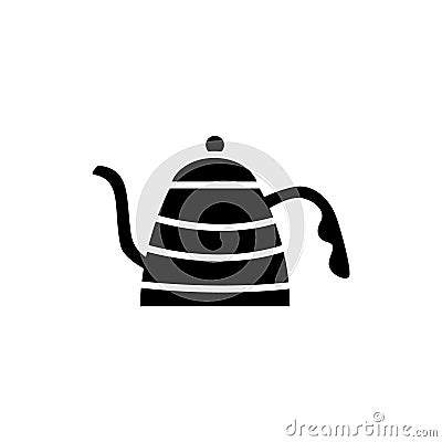 Coffee kettler outline icon. Professional coffee shop tools. Black silhouette symbol. Isolated vector illustration Vector Illustration