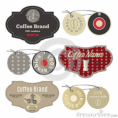 Coffee labels design template set in vintage style Stock Photo