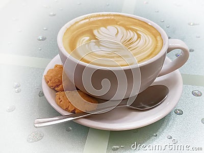 Coffee latte art with rosetta Stock Photo