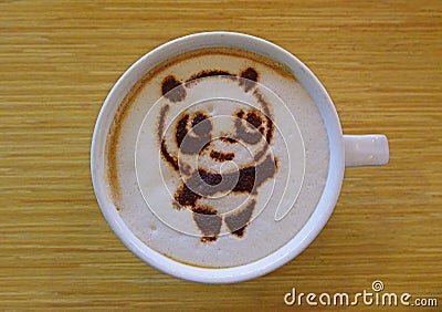 Coffee with Latte Art to create image of Panda Stock Photo