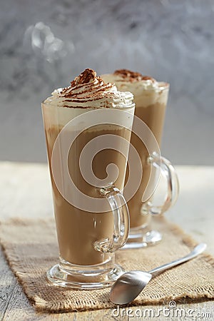 Coffee latte macchiato with cream Stock Photo