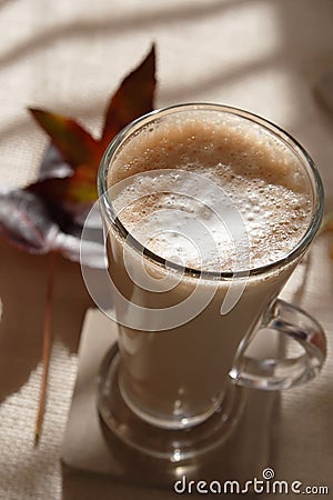 Coffee latte macchiato in tall glass Stock Photo