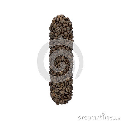 Coffee letter L - Lowercase 3d roasted beans font - Suitable for Coffee, energy or insomnia related subjects Cartoon Illustration