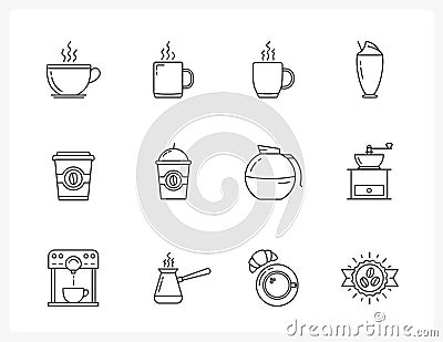 Coffee Line Icons Vector Illustration