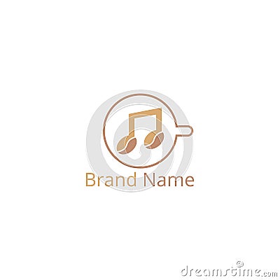 coffee logo template design, musical notes and cups Vector Illustration