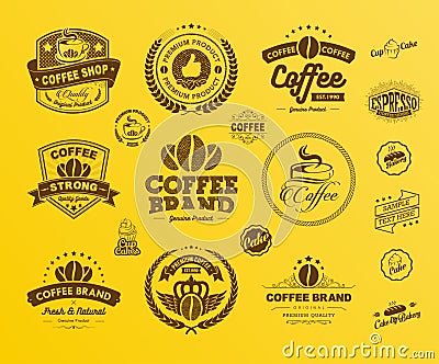 Coffee Logos Badges and Labels Element Vector Illustration