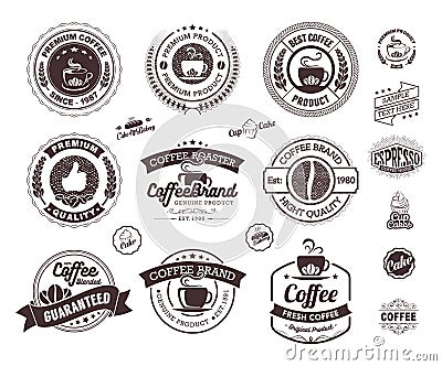 Coffee Logos Badges and Labels Element Vector Illustration