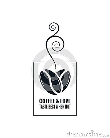 Coffee love concept. Coffee beans design on white Vector Illustration