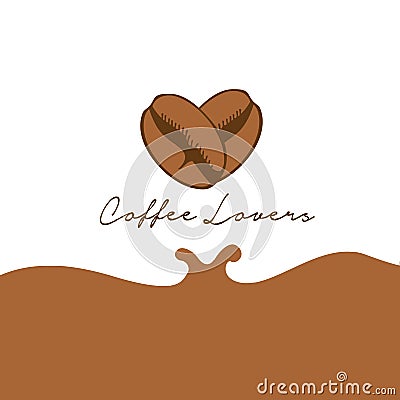 Coffee love logo template. Vector Illustration