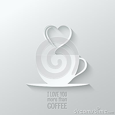 Coffee love paper cut design background Vector Illustration