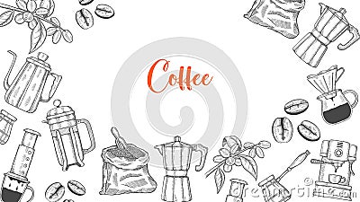 Coffee lover set collection with hand drawn sketch for background banner template poster Cartoon Illustration