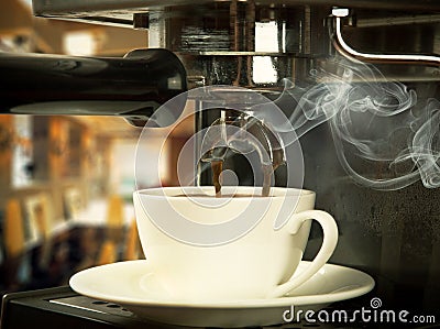 Coffee machine with cup Stock Photo