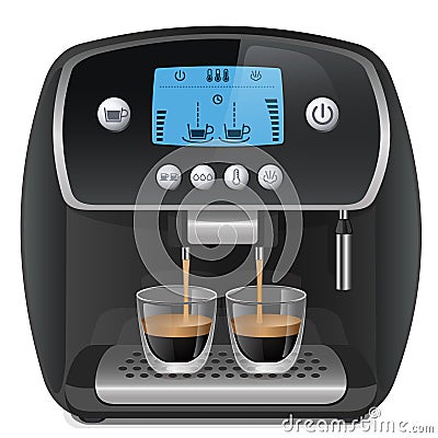Coffee machine with cups on white background Vector Illustration