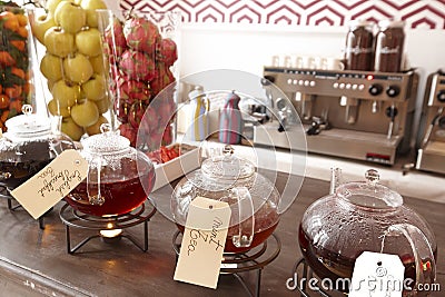 Coffee machine and tea service in Hotel Stock Photo