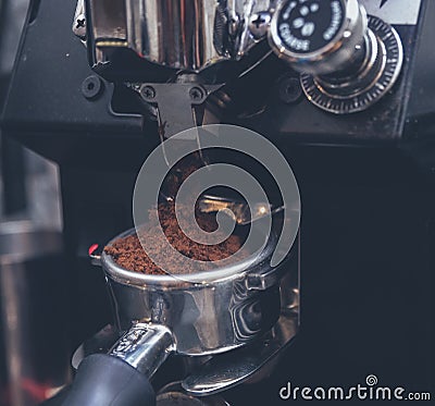 Coffee machine used to grind coffee beans Stock Photo