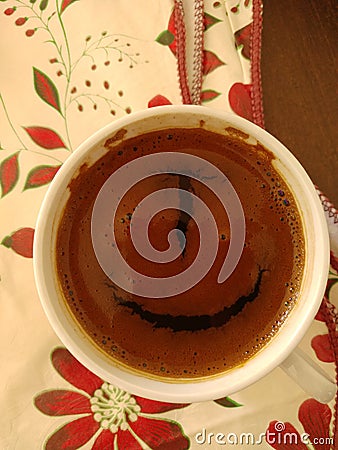 Coffee made a smile shape Stock Photo