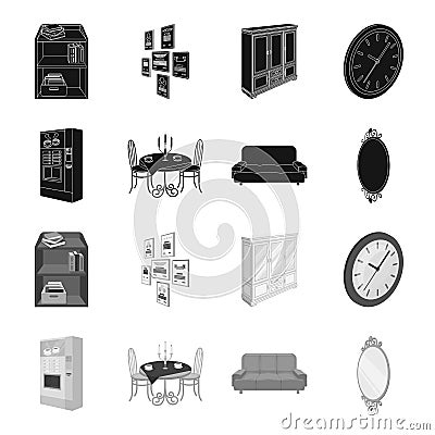 Coffee maker, served table in the restaurant and other web icon in black,monochrome style isometric.Soft comfortable Vector Illustration