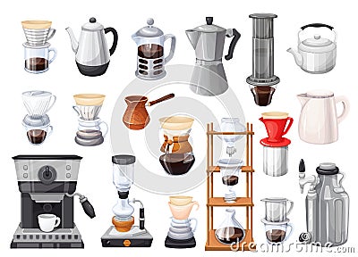 Coffee maker set Vector Illustration