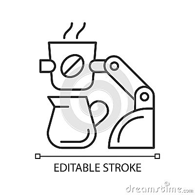 Coffee making robot linear icon Vector Illustration