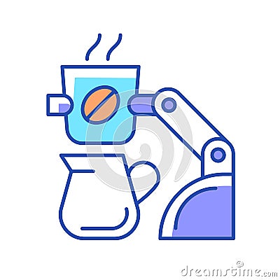 Coffee making robot RGB color icon Vector Illustration