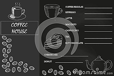 Coffee menu, sketch 2, chalkboard Vector Illustration