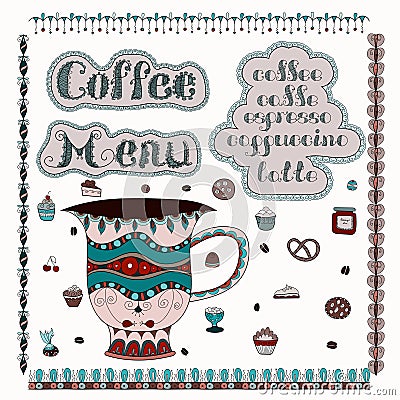 Coffee Menu. Vector Illustration. Vector Illustration