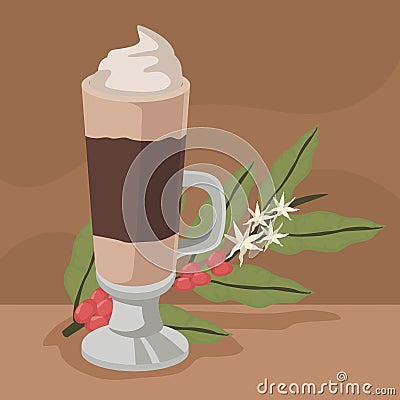 coffee milkshake in cup Vector Illustration