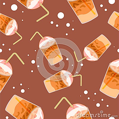 Coffee Milkshake Straw Pattern Illustration Vector Illustration