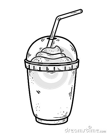 coffee milkshake in take away pot Vector Illustration