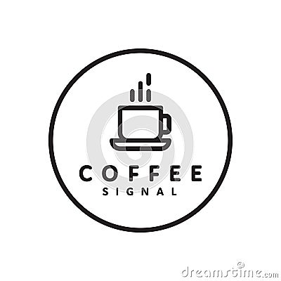 Coffee monoline design logo Vector Illustration