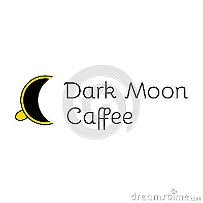 Vector logotype for the cafe. Coffee mug and moon combined in one logo. Dark moon caffee. Vector Illustration