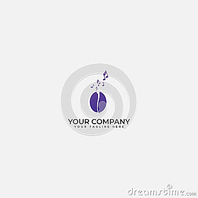 Coffee and musically logo, sound coffee, note coffee logo Vector Illustration