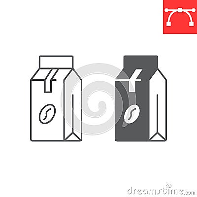 Coffee pack line and glyph icon Vector Illustration