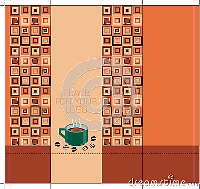 Coffee-package-design-side with squares Vector Illustration