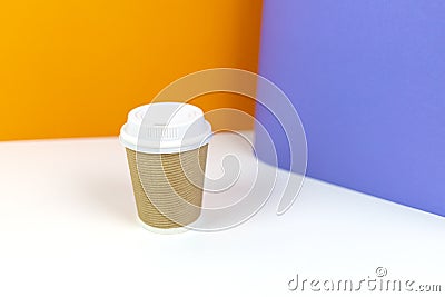 Coffee paper cup with colorful background. Stock Photo