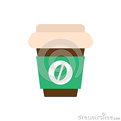 Coffee paper cup flat icon, vector sign, colorful pictogram isolated on white. Vector Illustration