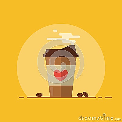 Coffee paper cup with steam Vector Illustration